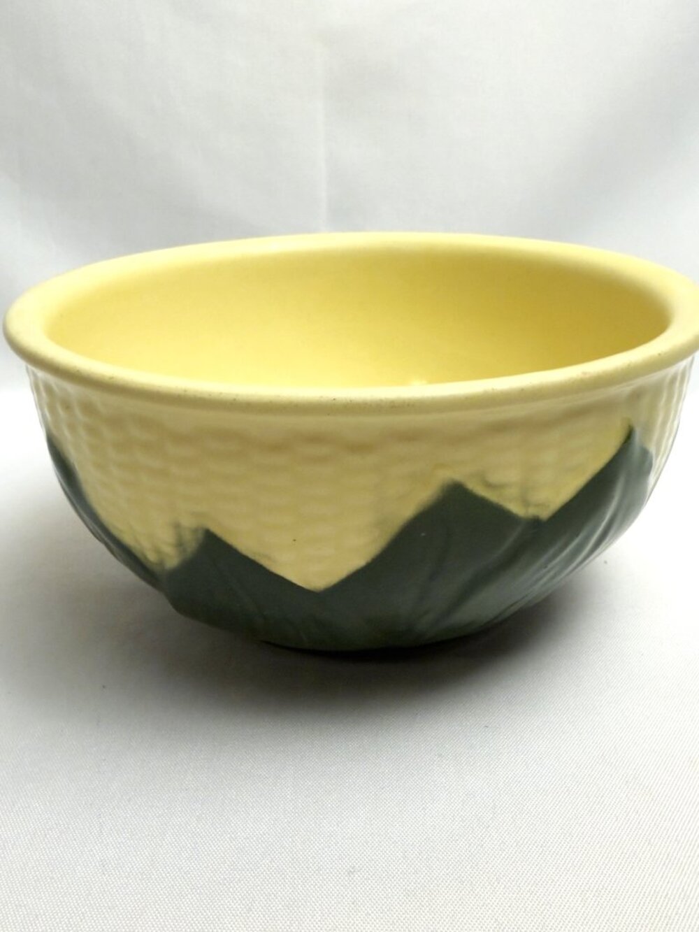 Shawnee Pottery Corn Bowl #8 Vintage Yellow & Green Mixing Bowl USA 1940s